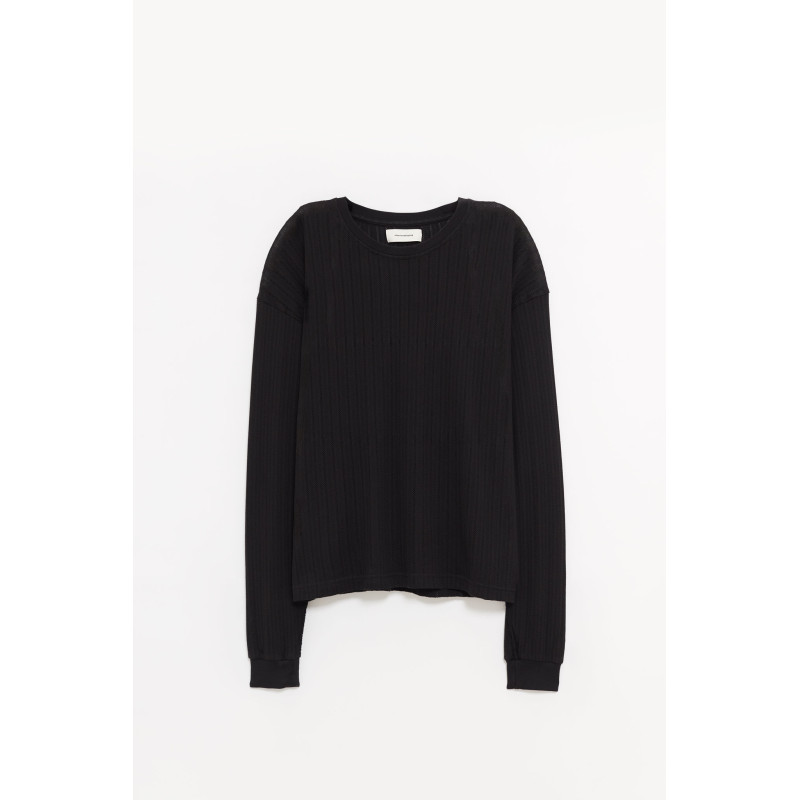 MFPEN BLACK LACE STRIPE RELAXED LS T SHIRT